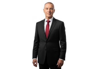 Professional businessman in suit and tie portrait headshot stock photo image for business use full shot isolated on transparent background