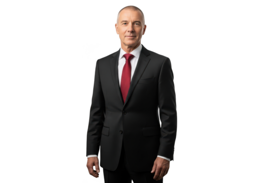 Professional businessman in suit and tie portrait headshot stock photo image for business use full shot isolated on transparent background