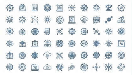 Collection of Outline Data Analytics and Machine Learning Icons