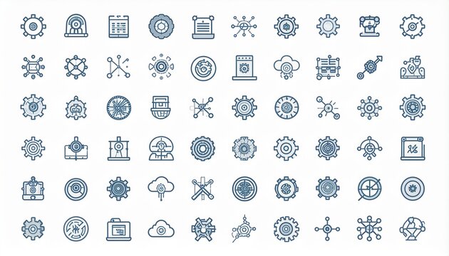 Collection of Outline Data Analytics and Machine Learning Icons