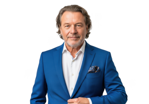 Professional businessman in blue suit portrait headshot stock photo image isolated on transparent background - Powered by Adobe