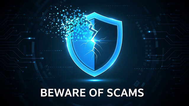 Protect your business from online scams with this digital security shield showing vulnerability and risk in the interconnected modern world of cybercrime - Powered by Adobe
