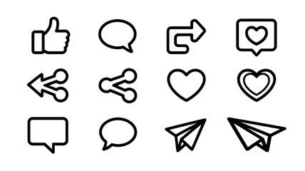 Social media icons set isolated on a transparent background