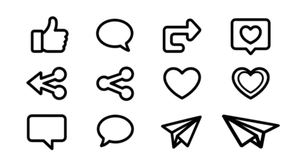 Social media icons set isolated on a transparent background