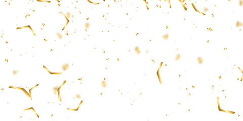 Celebratory Gold Confetti Explosion on Transparent Background for Festive Designs