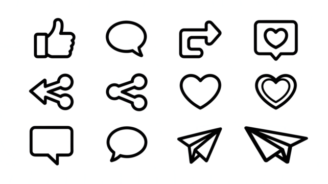 Social media icons set isolated on a transparent background