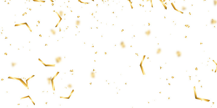 Celebratory Gold Confetti Explosion on Transparent Background for Festive Designs