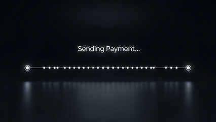Sending payment progress bar with elegant light effect for modern finance app interface or website loading screen animation in sleek dark design