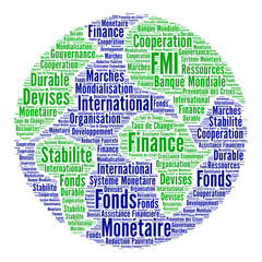 IMF word cloud called FMI fonds monétaire international in French language