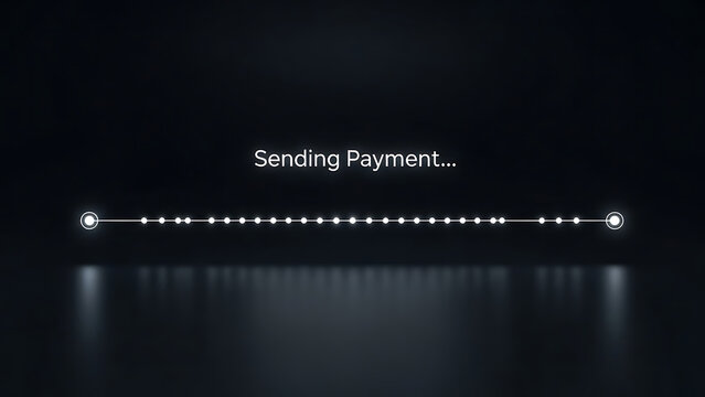 Sending payment progress bar with elegant light effect for modern finance app interface or website loading screen animation in sleek dark design