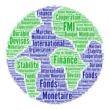 IMF word cloud called FMI fonds mon&eacute;taire international in French language