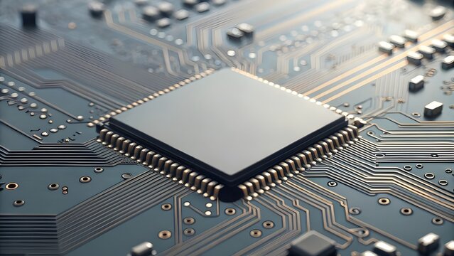 High‑Detail Circuit Close‑Up With Micro Solder Points And Reflections, Showcasing Precision Engineering, Electronic Innovation, And Intricate Beauty Of Modern Technology Design