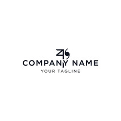 A minimalist black logo design featuring an abstract monogram symbol with placeholder text for company name and tagline on a white background.