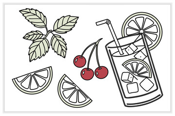 Hand Drawn Cocktail Icons and Drink Illustrations Set