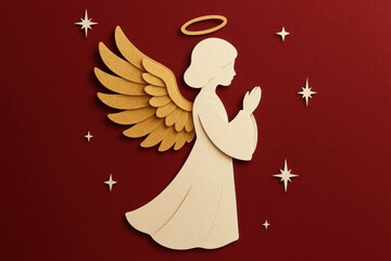 Fototapeta premium Elegant angel with golden wings.