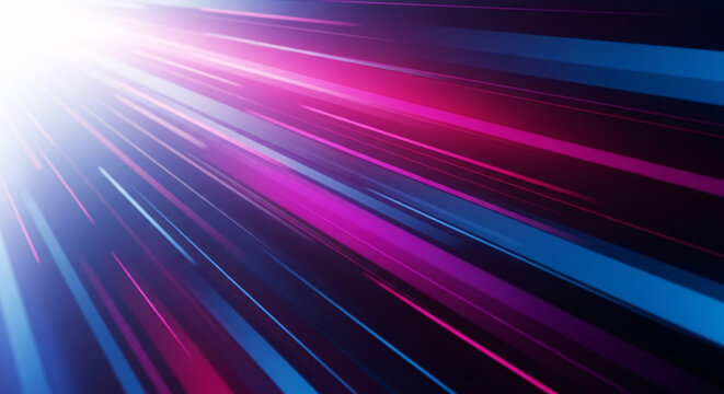 Abstract background with blue and pink light rays creates a dynamic and futuristic feel