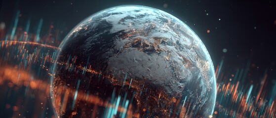 Digital Earth - Abstract Globe with Data Streams and Global Connectivity.