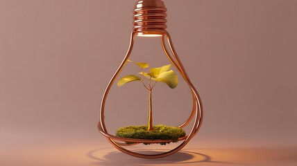Green plant growing inside modern light bulb as sustainability concept
