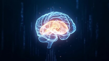 Human brain digital illustration glowing neural activity dark background symbolizing intelligence technology futuristic 3D brain network data - Powered by Adobe