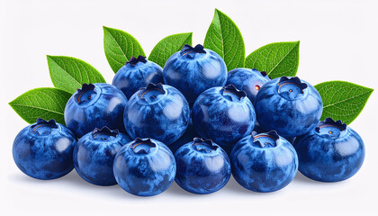 blueberries on white background