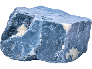 Blue mineral stone isolated on transparent background. Ideal for geology, gem, and texture design visuals.