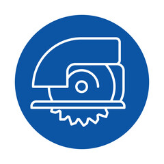 Iconic Electric Circular Saw Graphic Illustration on Blue Background