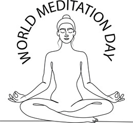 World meditation day lie art vector.