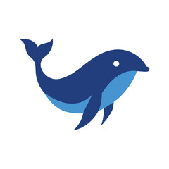 Minimalist blue whale mascot logo for tech and ocean inspired brand identity Vector illustration