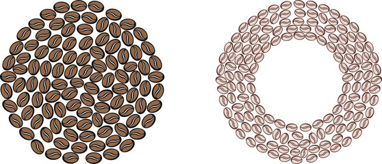 Coffee bean circle and ring shapes vector illustration on a clean vector design