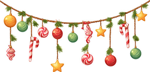 Festive garland Christmas ornament candy cane pine
