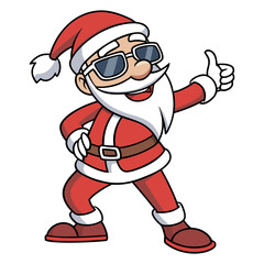 Cool Santa Claus Giving Thumbs Up Cartoon Design