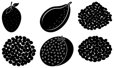 Delicious passion fruit illustration for healthy recipes, exotic fruit designs, and vibrant food themes, originally created as scalable vector graphics