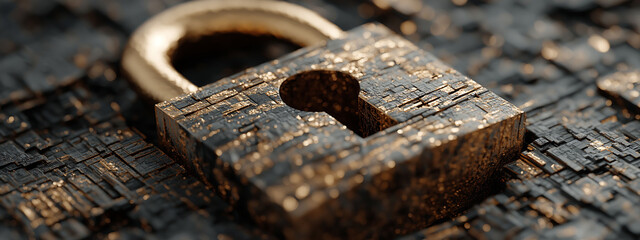 Data Privacy Day concept with minimal lock symbol in modern tech environment