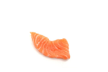 Sashimi made from salmon on a white background. Japanese style food.