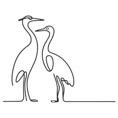 Fototapeta premium Continuous Line Art of Two Elegant Cranes or Herons