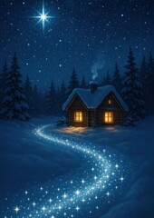 Fototapeta premium Cozy cabin under starry sky