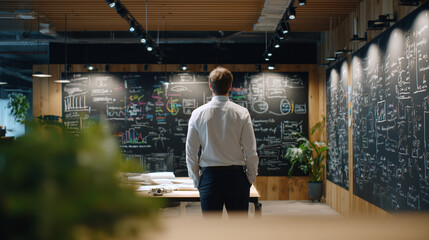Young Strategist Analyzing Complex Business Frameworks in a Modern Consulting Office, Office Worker