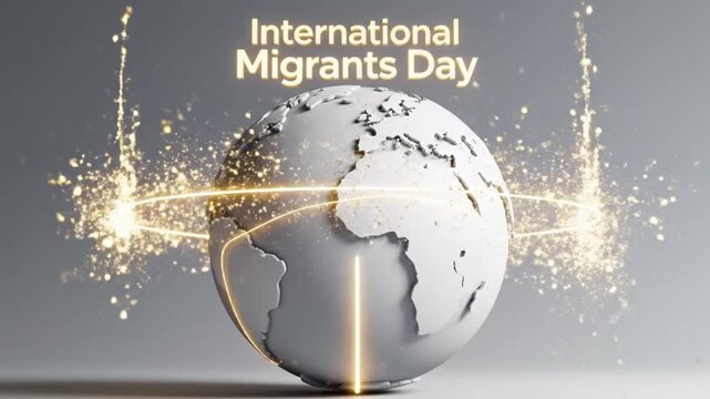 International migrants day concept with glowing lines connecting globe - Powered by Adobe