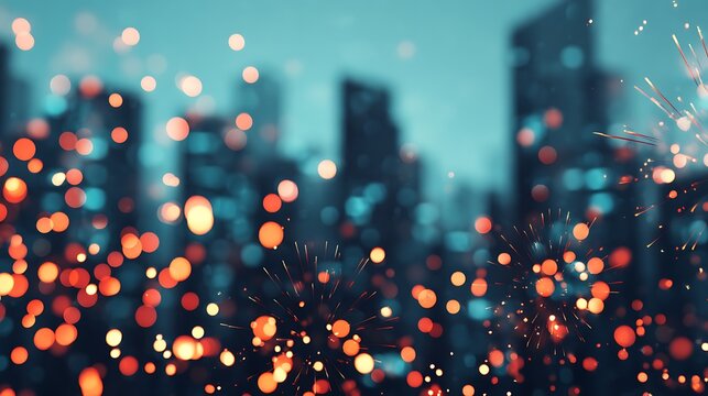 A vibrant cityscape illuminated by colorful bokeh lights, creating a festive atmosphere with a sense of celebration and nightlife. - Powered by Adobe