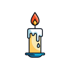 Candle With Melting Wax Vector Color Icon Illustration