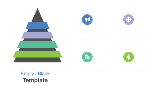 Blank Pyramid Chart with Circular Icons for Goals, Marketing, and Finances Presentation