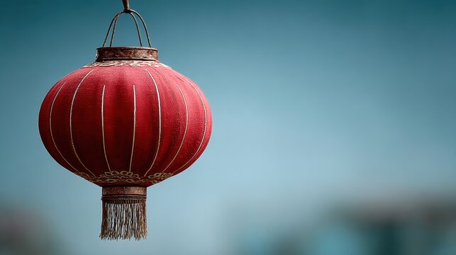A single red lantern floating into the night sky among stars - Powered by Adobe