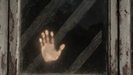 Eerie Handprint on Glass - A Haunting Encounter.