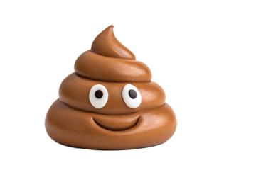 Cute 3D Poop Emoji with Happy Face and Big Googly Eyes - Isolated on Black Background