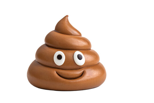 Cute 3D Poop Emoji with Happy Face and Big Googly Eyes - Isolated on Black Background