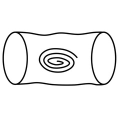 Wood log line art illustration. Minimal tree trunk outline with spiral texture, rustic forest element for tattoo, nature and print design.