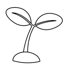 Minimalist sprouts line illustration. Outline of a plant seedling symbolizing growth and nature, botanical ecology for modern tattoo design and decoration.