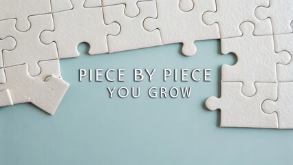 Puzzle pieces partially joined with positive motivational message