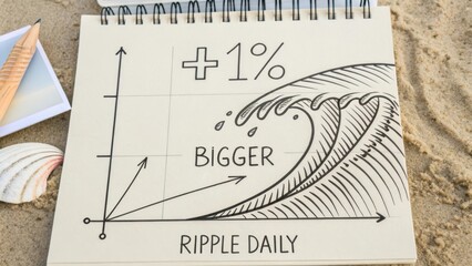 Sketch diagram of wave showing percentage increase over time