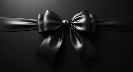 Elegant black satin ribbon bow, a sophisticated decorative accent for luxury branding, premium packaging or special occasion designs